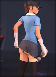 1girls 3d ass female female_only femscout highres rule_63 scout skirt skirt_lift solo source_filmmaker standing team_fortress_2 thighhighs ughhh..._vinyl! valve