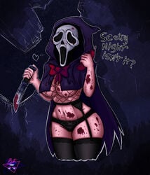 big_breasts breasts ghostface gore gothic guro halloween knife legs lingerie mask masked milf radiobx rule_63 scream scream_(franchise) slasher underboob