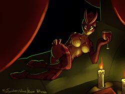 4:3 alcohol anthro aquatic armwear bdsm beverage bondage bound candlelight candlestick cephalopod clothing coleoid container cup curtains cuttlefish cuttlefish_humanoid decapodiform drinking_glass female fishnet_armwear fishnet_clothing fishnet_gloves fishnet_handwear fishnet_legwear fishnet_stockings fishnet_thigh_highs furniture glass glass_container glass_cup gloves handwear hi_res hibari humanoid legwear light lying miu_(beauty_snake) miutember mollusk nude nude_female on_side restraints rope rope_bondage rope_harness sofa solo starsickstudios starstud table tattoo tentacles thigh_highs wine wine_glass