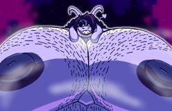 abs anthro asriel_dreemurr_(god_form) bedroom_eyes belly_hair big_muscles big_pecs body_hair boss_monster_(undertale) bovid caprine chest_hair english_text facial_hair felineflustered goat goatee hair hair_over_eye heart_symbol horn huge_muscles huge_pecs hyper hyper_muscles hyper_pecs lips long_ears long_hair looking_at_viewer looking_down looking_down_at_viewer male mammal muscular muscular_male musk musk_cloud musky_body narrowed_eyes pecs seductive sharp_teeth solo teeth text thick_bottom_lip toothy_grin undertale undertale_(series)