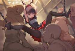 ai_generated 1girls 1girl babymetal licking chains multiple_males humiliation humiliated ugly_bastard pixiv alternate_version_available suzuka_nakamoto