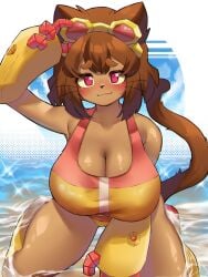 1girls anthro artist_request ass big_breasts breasts female female_focus female_only gameoverse kit_(gameoverse) large_ass solo thick_thighs thighs wide_hips