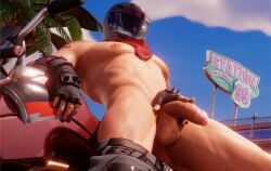 big_balls big_pecs big_thighs bike biker_helmet burnout_(fortnite) fingerless_gloves fortnite fortnite:_battle_royale gay gay_male helmet helmet_with_visor motorcycle mrdire nude_male outdoor_background outdoor_nudity outdoors outdoors_nudity