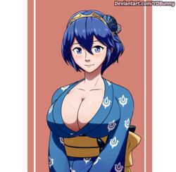 1girls animated animated_gif breast_expansion cleavage collarbone female female_focus female_only fire_emblem fire_emblem_awakening flat_chest fully_clothed huge_breasts human japanese_clothes kimono lucina_(fire_emblem) nintendo smile solo solo_female tagme ydbunny