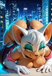 1female 1girl 1girls ai ai_generated anime big_ass big_breasts butt_up female female_only furry furry_female furry_only gloves green_eyes handwear knee_boots large_ass large_breasts lavnight legwear looking_at_viewer membranous_wings nipples rouge_the_bat seductive sega smirk solo_focus sonic_(series) sonic_the_hedgehog_(series) tail wings
