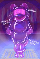 absurd_res anthro branded clothing coiled_tail drone drones felid front_view grin grinning_at_viewer hands_behind_back hi_res hypnosis latex latex_clothing latex_skinsuit looking_at_viewer male mammal mind_control null null_bulge pantherine permanent_smile presenting queenrupti skinsuit smile smiling_at_viewer solo spiral spiral_eyes standing street subliminal suggestive tail text tiger tight_clothing visor