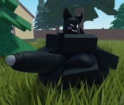 hyper hyper_genitalia hyper_ass hyper_butt hyper_hips hyper_thighs huge_ass huge_butt huge_thighs huge_hips furry anthro 3d 3d_(artwork) from_front front_view male male_only solo_male male_solo 1boy roblox robloxian shorksenjoyer tagme femboy femboy_only roblox_studio gay oc hyper_penis hyper_balls huge_balls huge_cock black_hair black_body black_fur black_skin black_penis 6_arms hands-free hands_on_ass hands_on_penis black_tail tail short_tail cat_ears cat_tail catboy cat_boy cat_humanoid white_eyes white_mouth blush blushing pink_blush scar scar_on_face scar_across_eye fence trees