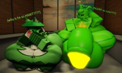 2boys 3d 3d_(artwork) 3d_artwork antennae antennae_(anatomy) anthro anthro_on_anthro cat_ears elevator femboy femboy_only from_front front_view furry gay gay_sex gnarpian gnarpy gnarpy_(regretevator) green_body green_clothing green_ears green_fur green_hair green_hat green_penis green_skin green_thighhighs grey_floor hand_on_hip hands_behind_head hands_covering_face hat huge_ass huge_balls huge_butt huge_cock huge_hips huge_penis huge_thighs hyper hyper_ass hyper_balls hyper_butt hyper_genitalia hyper_hips hyper_penis hyper_thighs katana kemono kemonomimi male male_only metal_floor pawpads paws pink_pawpads pink_paws railing regretevator roblox_studio shorksenjoyer white_body white_fur white_skin wood_wall yellow_skin