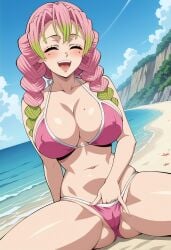 mitsuri_kanroji kanroji_mitsuri demon_slayer kimetsu_no_yaiba busty big_breasts large_breasts huge_breasts ass fat_ass big_ass large_ass huge_ass butt big_butt voluptuous curvy female female_only waist hips wide_hips legs cute thick_thighs thick_ass narrow_waist slim_waist aindroidparanoid ai_generated tagme 1girls breasts hi_res human hair masturbation fingering