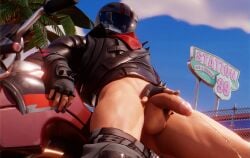 balls big_balls big_thighs bike biker_clothes biker_helmet biker_jacket burnout_(fortnite) fingerless_gloves fortnite fortnite:_battle_royale gay gay_male helmet helmet_with_visor motorcycle mrdire outdoor_background outdoor_nudity outdoors outdoors_nudity partially_clothed pee peeing penis piss pissing