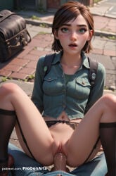 hetero penis 1boy sex brown_hair vaginal backpack spread_legs pov pussy uncensored green_eyes short_hair outdoors web_address denim bag patreon_username socks looking_at_viewer lips solo_focus denim_jacket breasts navel m_legs bottomless open_mouth watermark freckles shirt artist_name nose blush pants clothed_sex underwear jacket medium_breasts kneehighs progenarts hi_res ai_generated ellie_(the_last_of_us) ellie_williams the_last_of_us the_last_of_us_2 naughty_dog 1girls female 1boy1girl vaginal_sex vaginal_penetration