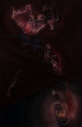 absurd_res ambiguous_gender aquatic blood bodily_fluids bone cephalopod comic digital_drawing_(artwork) digital_media_(artwork) electricity female fin gore hi_res holographic_eyes humanoid intersex intersex/female lightning machine malfunction merfolk mollusk robot skull skull_head solo soul_interface soulless_tech split_form tail tentacles underwater water wounded