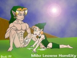 1999 2boys archived_source blonde_hair dated erection gay link male male_only mido penis skinny the_legend_of_zelda toony video_games yaoi yoshi_(artist)