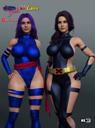 2girls 3d besty_braddock big_breasts big_thighs breasts curvaceous curvy curvy_figure elizabeth_braddock female hips homo_superior hourglass_figure huge_thighs large_breasts large_thighs legs light-skinned_female light_skin marvel marvel_comics mature mature_female mutant_(marvel) psylocke psylocke_(elizabeth_braddock) slim_waist text thick thick_hips thick_legs thick_thighs thighs voluptuous waist wide_hips wide_thighs x-men