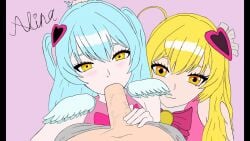 queen_of_hatred don_quixote_(limbus_company) limbus_company project_moon lobotomy_corporation hair_grab 2girls1boy 2girls blowjob eye_contact pov 1boy blue_hair blush yellow_eyes orange_eyes blonde_hair magical_girl male male_pov female long_hair erection dress ribbon veiny_penis sucking_penis sucking assisted_fellatio light_skin oral oral_sex alina_amephi multiple_girls multiple_females smiling smiling_at_viewer pale_skin pale-skinned_female hand_on_head fellatio forced forced_oral tears animated eyes_rolling_back