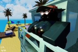 1girls 3d areolae background_characters beach big_breasts blush breasts cocktail defend_the_train drunk glasses hat large_breasts micro_bikini outdoors roblox roblox_game roblox_studio robloxian self_upload tagme therandombee vanessa_eleniore