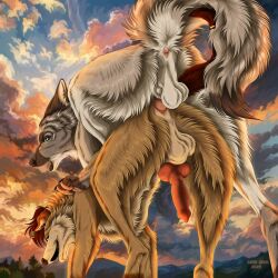 1:1 2025 anal anal_penetration anus artist_name balls blue_eyes brown_body brown_ears brown_fur brown_nose canid canine cloud dated duo ears_back erection feral feral_on_feral feral_penetrated feral_penetrating feral_penetrating_feral from_behind_position fur genitals green_eyes grey_body grey_fur hi_res male male/male male_penetrated male_penetrating male_penetrating_male mammal msdeadsoul open_mouth outside penetration penile penile_penetration penis penis_in_ass pink_anus pink_penis pivoted_ears rear_view red_anus red_penis sex sky tan_balls tan_body tan_fur text white_body white_fur
