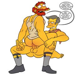 2boys anal anal_penetration anal_sex balls beard biting_own_lip boner bottomless cock_hungry cowgirl_position duo edit erection facial_hair gay gay_anal gay_domination gay_sex gray_socks groundskeeper_willie holding_wrists human iyumiblue looking_at_penis looking_back male male/male male_only muscles naked_footwear necktie necktie_over_shoulder penetration penis red_hair ripped_clothing sex seymour_skinner sitting_on_penis sketch sock_garters socks_and_shoes spread_legs tank_top the_simpsons unibrow yaoi