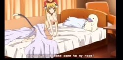 2010 2010s anejiru bed bedroom bedsheets black_fur blonde-haired_female blonde_female blonde_hair breasts breasts_out cat_ears cat_girl cat_humanoid cat_tail catgirl cute cute_expression cute_eyes cute_face cute_fang cute_female cute_girl cute_pose hazel_eyes kuri_(anejiru) moe neko neko_ears neko_girl neko_tail nekomimi nipples nude nude_female pretty_face pretty_girl red_bow red_bowtie t-rex_(animation_studio) tagme titties video