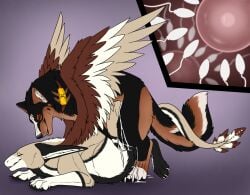 ambiguous_gender ambiguous_penetrated belly big_belly black_body black_fur black_nose black_tail bodily_fluids brown_body brown_fur brown_tail brown_wings canid canine collar cum cum_inflation cum_inside cum_on_ground cum_on_leg cutaway duo dutch_angel_dragon ears_back eyes_closed feral feral_on_feral feral_penetrated feral_penetrating feral_penetrating_feral from_behind_position fur genital_fluids hi_res inflation killthe_demon kotei looking_pleasured male male/ambiguous male_penetrating male_penetrating_ambiguous mammal ovum penetration pivoted_ears red_collar sex side_view simple_background sperm_cell tail tan_body tan_fur tan_wings white_body white_fur white_tail white_wings wings