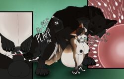 all_fours animal_genitalia animal_vulva anthro anthro_on_feral anthro_penetrated belly bestiality big_belly black_body black_fur black_nipples black_nose bodily_fluids breasts brown_body brown_fur canid canine canine_genitalia canine_vulva closed_smile cum cum_in_vagina cum_inflation cum_inside cutaway duo echo_(wolffylegend) eyes_closed female female_penetrated feral feral_penetrating feral_penetrating_anthro french_kissing from_behind_position fur genital_fluids genitals hi_res huge_belly impregnation inflation killthe_demon kissing male male/female male_penetrating male_penetrating_female mammal mouth_closed nipples nude ovum penetration penile penile_penetration penis_in_vagina sex smile sperm_cell tongue tongue_out vaginal vaginal_penetration vulva white_body white_fur