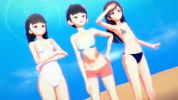 beach female female_only sexy babymetal sakemanjuju72 koikatsu 3d 3d_(artwork) pretty alternate_version_available bikini swimsuit suzuka_nakamoto moa_kikuchi yui_mizuno