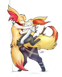 absurd_res against_surface against_wall anthro braixen breasts canid canine closed_eyes cyber_comet duo fan_character french_kissing generation_6_pokemon gynomorph gynomorph/male gynomorph_penetrated hand_on_chest hi_res holding_both_legs holding_both_thighs holding_shoulder intersex intersex/male intersex_penetrated kissing leg_hug lifted lifting_partner male male_penetrating male_penetrating_gynomorph male_penetrating_intersex mammal nintendo pawpads paws penetration pink_pawpads pokemon pokemon_(species) scarf scarlet_(scarlet_phox) sex