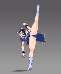 ass chun-li female female_focus female_only kick kicking leg_raised potan raised_leg spread_legs street_fighter