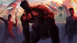 big_penis dark-skinned_male k'sante league_of_legends male male_focus muscular_male nude nude_male penis solo_male