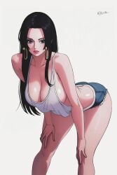 1girls ai_generated bare_arms bare_legs bare_shoulders bare_thighs big_breasts black_hair blue_eyes boa_hancock clothed clothing color female female_focus female_only hi_res large_breasts light-skinned_female light_skin lipstick long_hair looking_at_viewer one_piece prixmal shounen_jump solo solo_female tagme thick_thighs