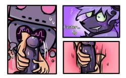 anthro axis_(undertale_yellow) chujin_(undertale_yellow) comic english_text furry handjob male robot sthif text undertale undertale_(series) undertale_yellow