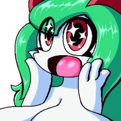 :d big_breasts big_eyes breasts cute emillie_(zanbonsen) female happy kirlia pokémon_(species) pokemon pokemon_(species) smile zanbonsen