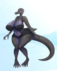 1girls anthro big_breasts booty_shorts bra child_bearing_hips female female_only huge_breasts large_breasts massive_breasts nintendo pokémon_(species) pokemon pokemon_(species) reptile reptile_humanoid salazzle thick thick_thighs thunder_thighs tombozuka voluptuous voluptuous_female