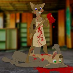 anthro blood bodily_fluids brother brother_and_sister canid canine canis corpse death duo fake_blood female gore killing male mammal misterpickleman nude penis penis_tip playing sibling sister taylor_knight tristan_knight wolf young