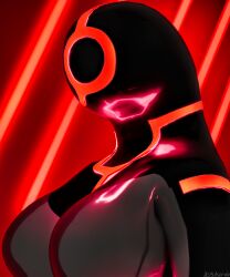 3d 3dscrub alien ben_10 blender cartoon_network female galvanic_mechamorph glowing inanimate_animate large_breasts solo tagme