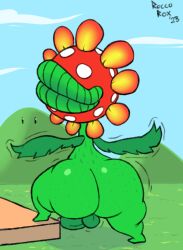 1boy anthro ass balls big_lips big_lips_no_eyes boner erection foreskin hips large_ass leaf looking_back male male_focus male_only mario_(series) nintendo no_eyes nude nude_male penis petey_piranha piranha_plant plant roccorox super_mario_sunshine thick_thighs thighs wide_hips