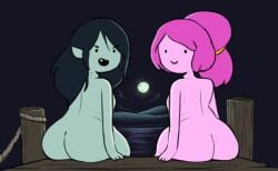 2girls adventure_time ass big_ass black_hair bubble_butt chipchell dat_ass dock fat_ass female female_only grey_skin huge_ass large_ass looking_at_viewer looking_back marceline moon nude nude_female pink_body pink_hair princess_bubblegum thick_ass thick_thighs vampire vampire_girl wide_hips