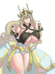 1girls boob_window breasts celine_(fire_emblem) chumbone20 cleavage cleavage_cutout crown curvy dress female female_only fire_emblem fire_emblem_engage gigantic_breasts nintendo princess solo thick_thighs underboob voluptuous voluptuous_female white_background