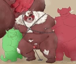 3boys 96panda anal anal_fingering anthro anus balls bear belly blush bondage brown_body brown_fur chain_harness chained chains demon erection fingering fire_baron forced fupa fur gay genital_piercing genitals grin group group_sex hair hi_res horn kimun_kamui_(tokyo_afterschool_summoners) lifewonders male male/male male_only mammal multiple_boys musclegut muscular navel nipples nude pecs penis penis_piercing piercing pubes rape sex smile threesome tokyo_afterschool_summoners trio white_hair wood_baron yaoi