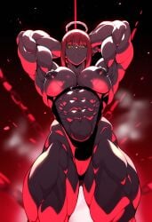 abs ai_generated alternate_muscle_size areola areolae armpit_fetish armpits backlighting bicep biceps chainsaw_man dominant dominant_female female female_focus female_only flexing flexing_arms flexing_bicep gloopai looking_at_viewer looking_down makima_(chainsaw_man) muscle muscle_girl muscles muscular muscular_arms muscular_female muscular_legs muscular_thighs nai_diffusion nipple nipple_piercing piercing piercings red_hair red_hair sling_bikini solo solo_female solo_focus thick_thighs thighs vagina yellow_eyes