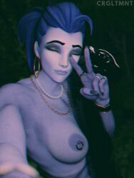 3d crgltmnt dildo horsecock long_nails nail_polish overwatch overwatch_2 piercing widowmaker