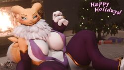 1girls 2020s 2023 3d 3d_(artwork) 4_eyes anthro anthrofied bandai_namco big_breasts black_sclera black_thighhighs blue_eyes breasts bridal_gauntlets christmas christmas_tree curvaceous curvy curvy_figure digimon digimon_(species) female female female_focus female_only fur furry furry_only gold_(metal) gold_jewelry gold_ring hi_res highres hips huge_breasts large_breasts looking_at_viewer mammal navel renamon renamon_(dogzeela) sling_bikini solo solo_female solo_focus standing tail tattoo teeth thick_tail thighhighs wide_hips wriggly