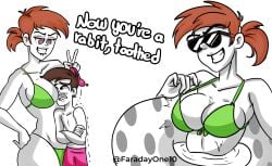 1girls big_breasts bikini faraday_one sketch the_fairly_oddparents timmy_turner vicky_(fairly_odd_parents) white_background