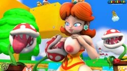 3d 3d_(artwork) 3d_model areola areolae blue breast_sucking breasts brown_hair eyes female female_focus fire_bros. goomba koopa_troopa lakitu mario_(series) nintendo outdoors paratroopa piranha_plant princess_daisy sfm source_filmmaker ssake4500 sucking_nipples super_mario_bros.