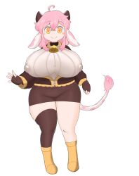 cow_ears cow_tail cowbell gigantic_breasts horns huge_breasts mochikirb nipple_bulge nipples_visible_through_clothing saku_(mochikirb) top_heavy