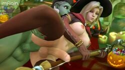 2futas 3d alternate_costume anal anal_penetration animated areolae balls big_breasts blizzard_entertainment bouncing_breasts breasts bride_sombra cum dickgirl erection from_behind futa_on_futa futa_only futanari green_skin imflain intersex large_breasts latina mercy nipple_piercing nipples no_sound overwatch penetration penis penis_piercing piercing precum sex shorter_than_30_seconds sombra source_filmmaker spread_legs testicles thighhighs video video_games witch_mercy