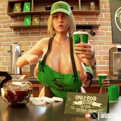 1futa 1girls 3d apron barista big_breasts breasts_out casual casual_nudity cum cum_in_container curvy curvy_figure dc dc_comics dickgirl full_color gynomorph headwear human hyper_balls hyper_genitalia hyper_penis injustice_2 intersex invdia3d kara_zor-l karen_starr large_breasts no_penetration outerwear pale_skin power_girl public starbucks superman_(series) text wonder_woman wonder_woman_(series)