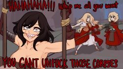 animated armpits bondage centurii-chan centurii-chan_(character) centurion comic flogging funny laughing legate-chan_(centurii-chan) roman roman_clothing sharp_teeth solus_astorias sound speech_bubble tagme video whip whipping