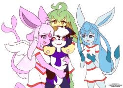 1boy 3girls 3girls1boy blue_eyes blue_hair blue_skin breast_grab breast_hold breasts breasts_between_head breasts_out cheering cheerleader cheerleader_costume cheerleader_outfit cheerleader_uniform cheerleaders espeon excited_female female female_focus female_rape_victim forced_sex furry glaceon gold_eyes golden_eyes green_hair halo highres hugging hypno_eyes hypnosis imminent_rape imminent_sex leafeon leg_lift leg_raise leg_raised long_hair loving_embrace male midriff midriff_showing multiple_girls pleasure pleasure_face pleasured pleasured_male pokemon pokemon_(species) purple_eyes purple_hair purple_scarf purple_skin rape scarf scarf_only short_skirt skirt starletnexus starlight_nexus white_skirt white_top white_topwear wings yellow_eyes yellow_skin