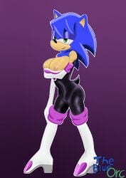 big_breasts genderswap_(mtf) nipple_slip skintight_bodysuit sonic_(series) sonic_the_hedgehog sonic_the_hedgehog_(series) white_boots white_gloves